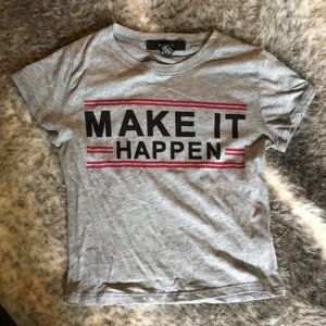 🆕 Grey Cropped Graphic Tee “MAKE IT HAPPEN”